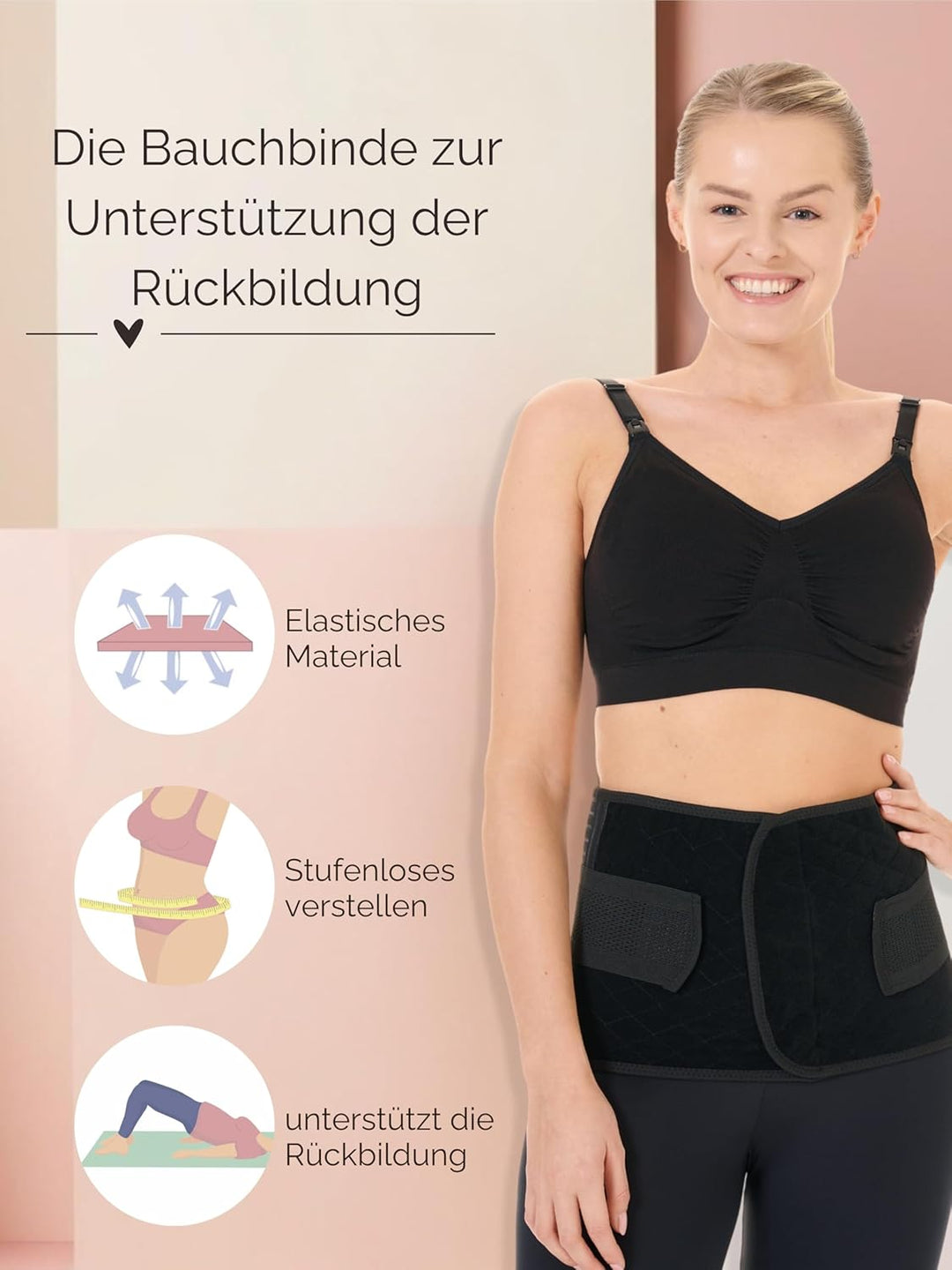 Herzmutter Bauchbinde Postpartum - nach Geburt - Rückbildung nach Schwangerschaft-Kaiserschnitt-OP -