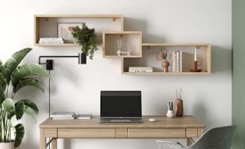 KUBUTKU Dekorativ Wandregal mit 3 Böden 158x53x18 Design Skandinavischer Modern für Wohnzimmer Küche