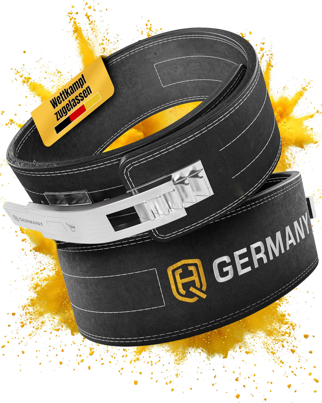 HQ Germany® Gewichthebergürtel [S/M/L/XL] - 100% Rindsleder, 100% Edelstahl - Weight Lifting Belt, G