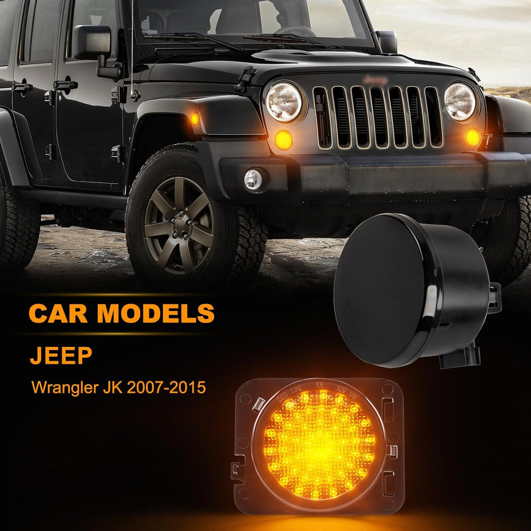 4 Stück LED Front Blinker Seitenblinker für Jeep Wrangler JK 2007-2015, Blinker mit Canbus Fehlerfre