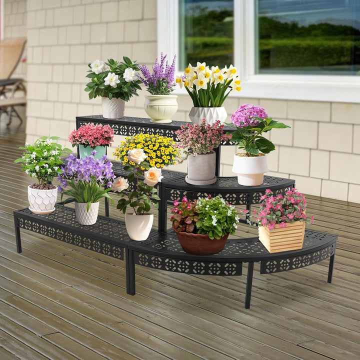 Metall Blumentreppe, 3 Stufen Pflanzentreppe Blumenbank, Pflanzenregal Blumenregal, Blumenregal Eckr