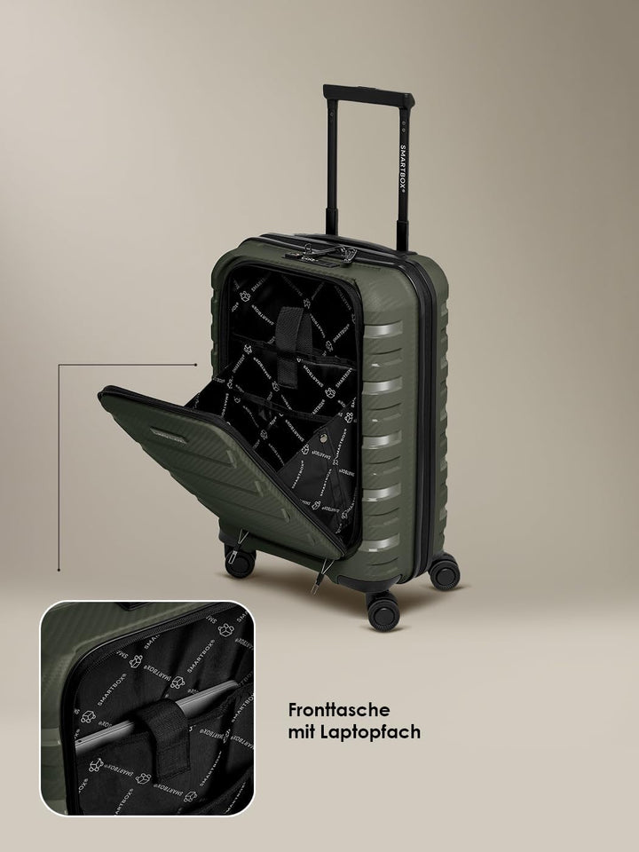 Smartbox Hartschalen Kabinen-Koffer mit Laptopfach | Kleiner Trolley 36 x 22 x 55 cm & Frontöffnung