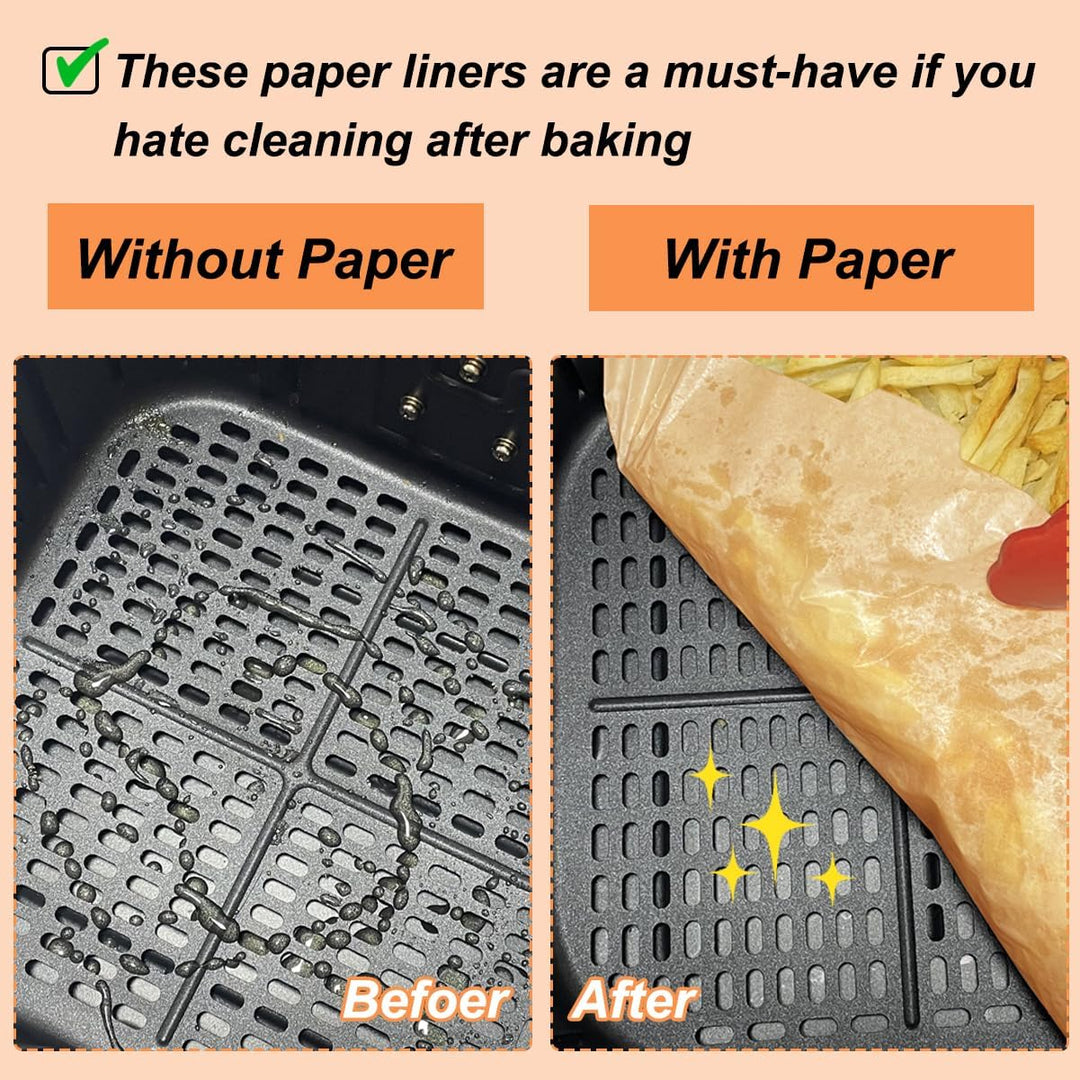 YQL 200 Stücke Backpapier für Heissluftfritteuse Ninja AF300EU/AF400EUCP, Air Fryer Pergament Paper