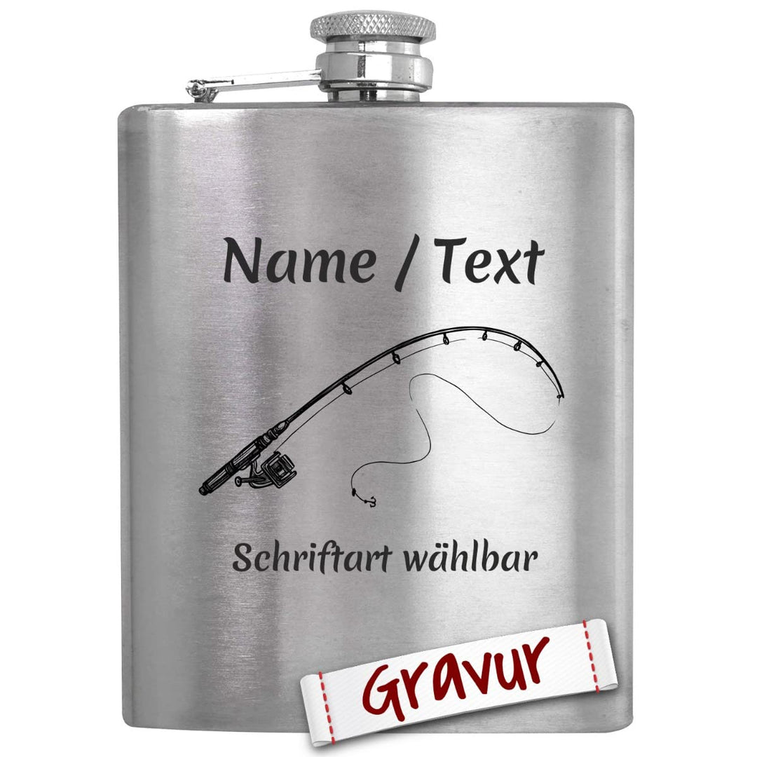 Angeln Geschenk Flachmann mit Gravur personalisiert, Angler Geschenke für Männer, Geschenkidee Herre