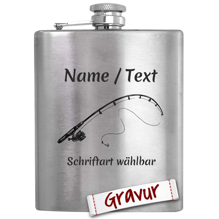 Angeln Geschenk Flachmann mit Gravur personalisiert, Angler Geschenke für Männer, Geschenkidee Herre