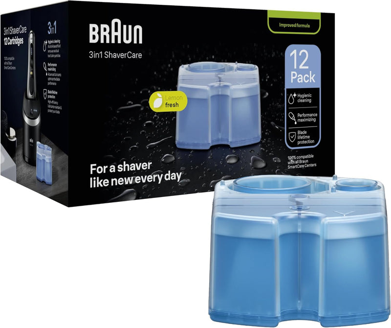 Braun 3-in-1 ShaverCare Reinigungskartuschen für Reinigungsstationen, reinigt 10x besser als Wasser,