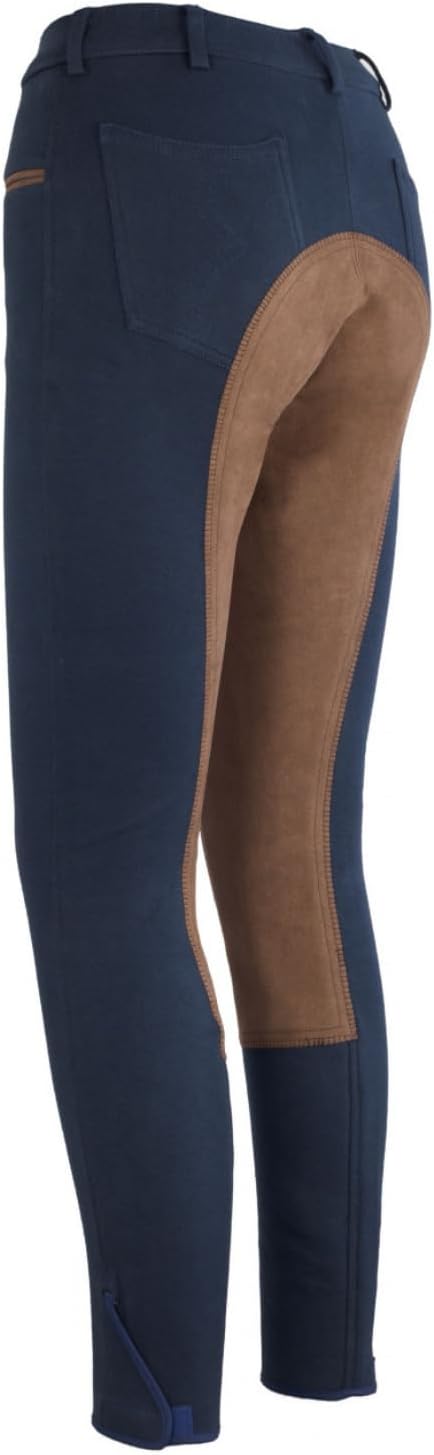 RL24 - Damen Reithose Vollbesatz BASICLINE, Dunkelblau/Hellbraun