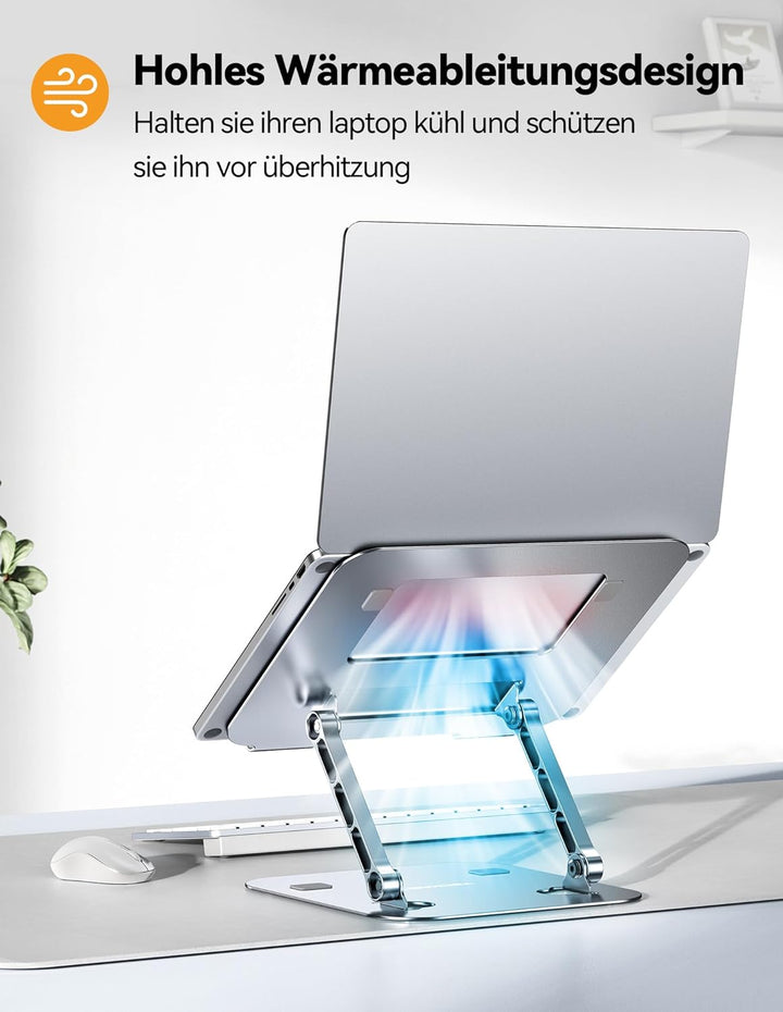 TECKNET Laptop Ständer Höhenverstellbar und Drehbar, Ergonomische Laptop Halterung Schreibtisch, Not