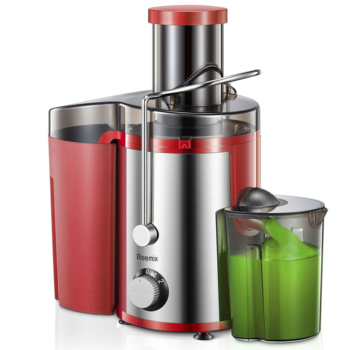 Reemix Entsafter Gemüse und Obst, Max Juicer Machine aus Edelstahl mit 3 Geschwindigkeitsstufen, 65m