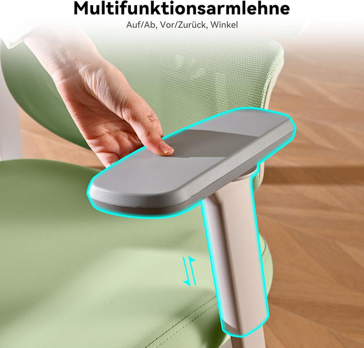 MUSSO E600SE Ergonomischer Bürostuhl, 3-stufig verstellbare Lendenwirbelsäule 3D-verstellbare Armleh