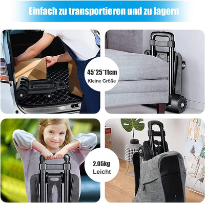 Meisax Mini Faltbare Sackkarre Klappbar Transportwagen 40KG Tragkraft, Leichte Klappbar Transportkar