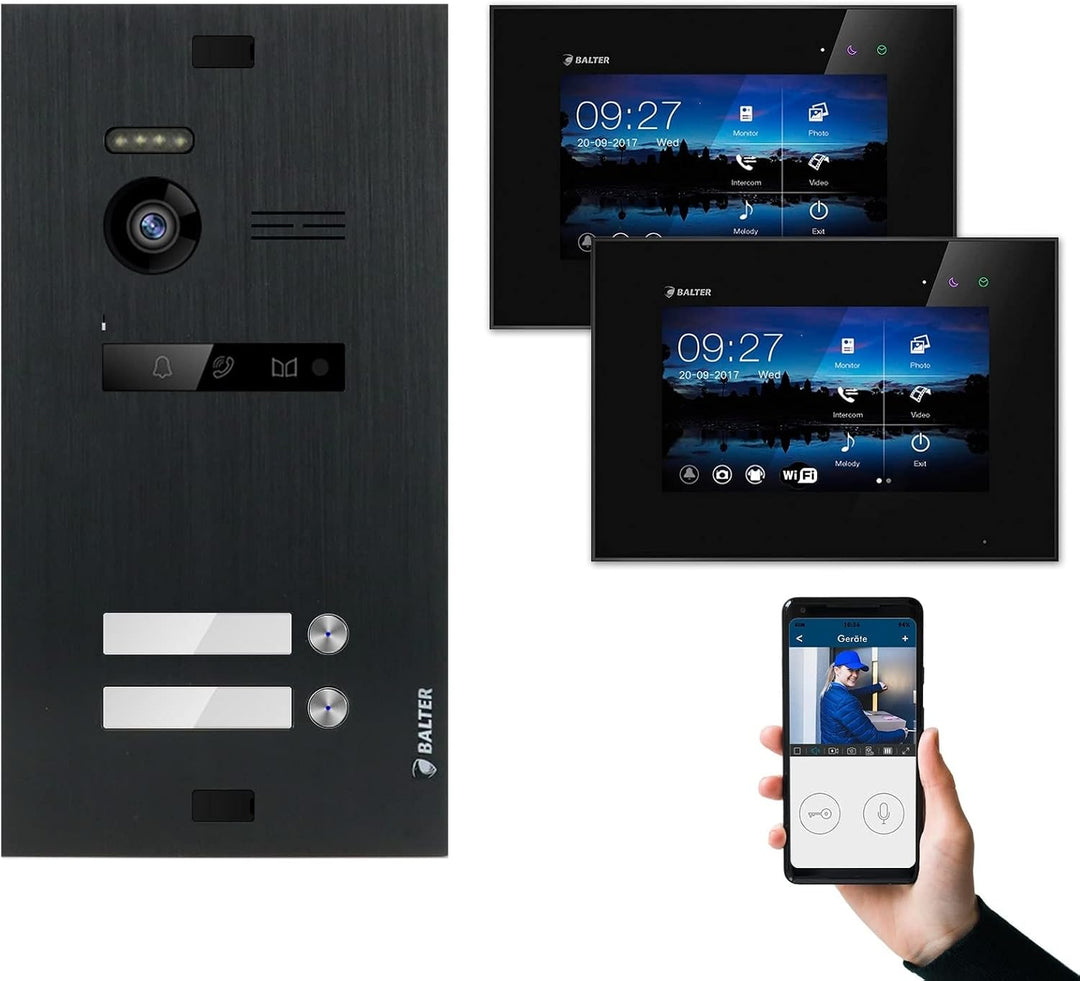 Nonic Balter EVO Video-Türsprechanlage WLAN Set 2 Familienhaus (1x Türstation mit Kamera Schwarz, 2X