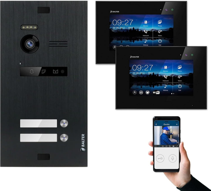 Nonic Balter EVO Video-Türsprechanlage WLAN Set 2 Familienhaus (1x Türstation mit Kamera Schwarz, 2X