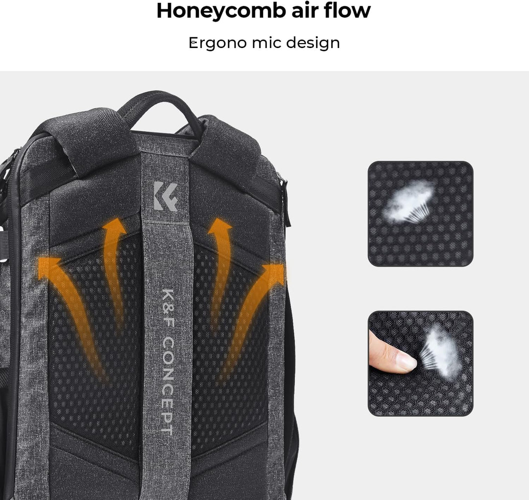 K&F Concept Wasserdichter Professioneller Kamerarucksack,Fotorucksack für 2 Kameras und 15,6 Zoll La