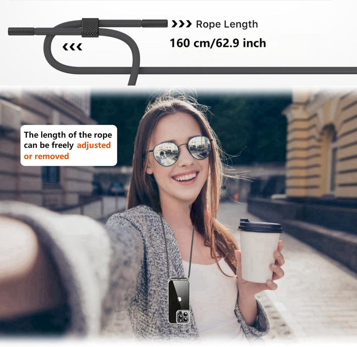 Handykette für iPhone 16 Pro Max Hülle mit Band, Necklace Handyhülle, Transparente Schutzhülle zum U