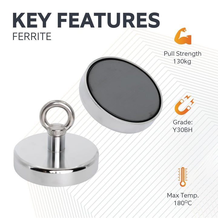 Ferrit - Wiederherstellungsmagnet Mit M14 - Augenbolzen Für Magnetfischen, Erholung und Schatzsuche