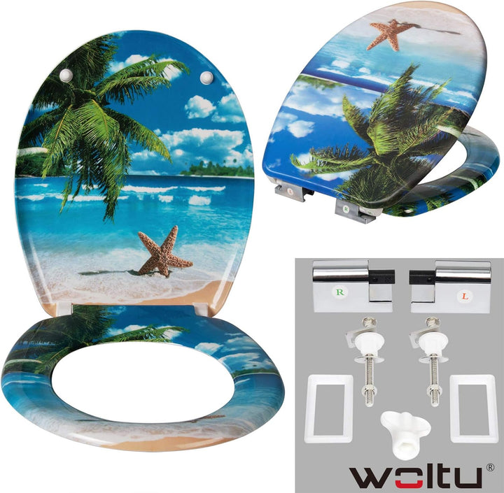 WOLTU WC-Sitz aus Duroplast, WC-Sitz mit Softclose-Funktion, WS2763 Strand, Strand