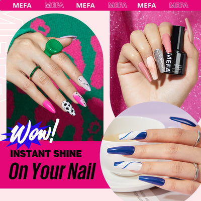 MEFA Shellac Set Starterset mit Lampe 6W,12 Farben UV Nagellack Set Gelnägel Starterset Schwarz Weis