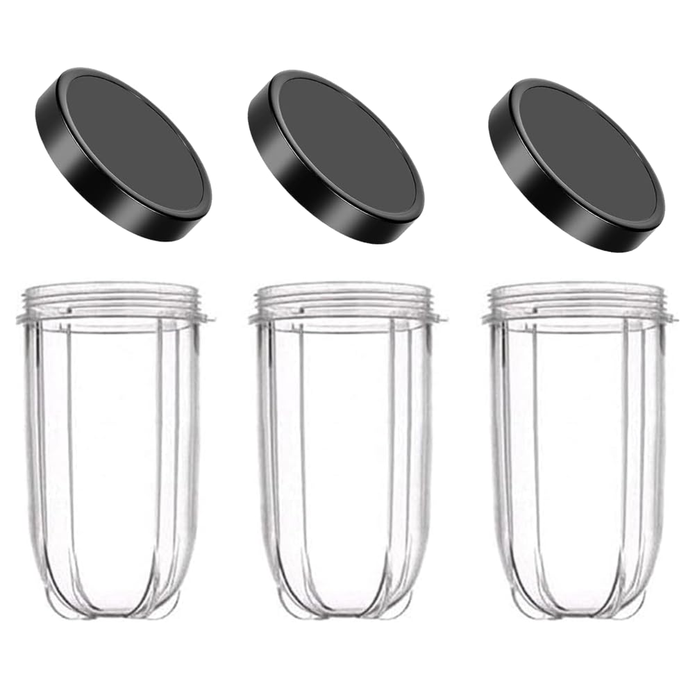 Nicoone 3 Stück Ersatzbecher für Magic Bullet 250 W,16 OZ Ersatz-Tassenbecher mit Deckel,Kompatibel