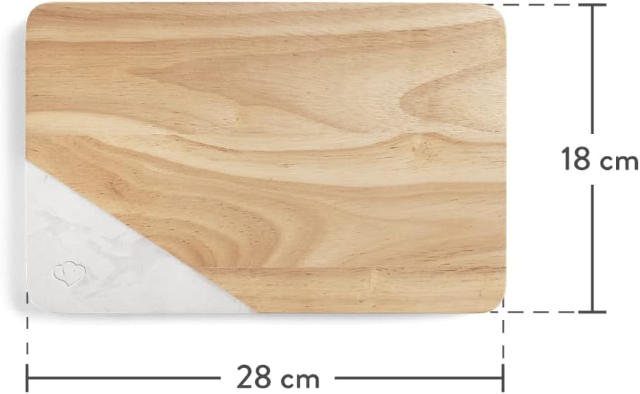 Springlane Frühstücksbrettchen 2er-Set - Kautschukholz & Marmor - 28 x 18 x 1,5 cm, Frühstücksbrettc