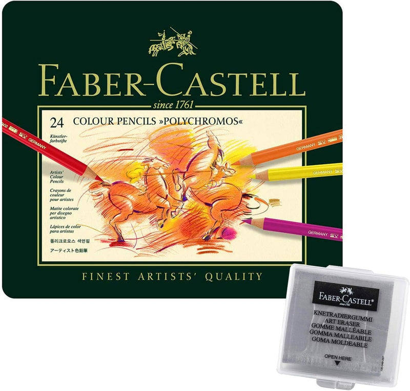 Faber-Castell 110024 - K?nstlerfarbstift, 24 Polychromos Metalletui (24er Metalletui | inkl. Radiere