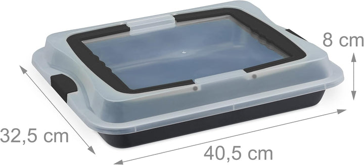 Relaxdays Backblech mit Deckel, 3in1 Kuchen Transportbox, BxT 40,5x32,5 cm, hoher Rand, Kuchenblech