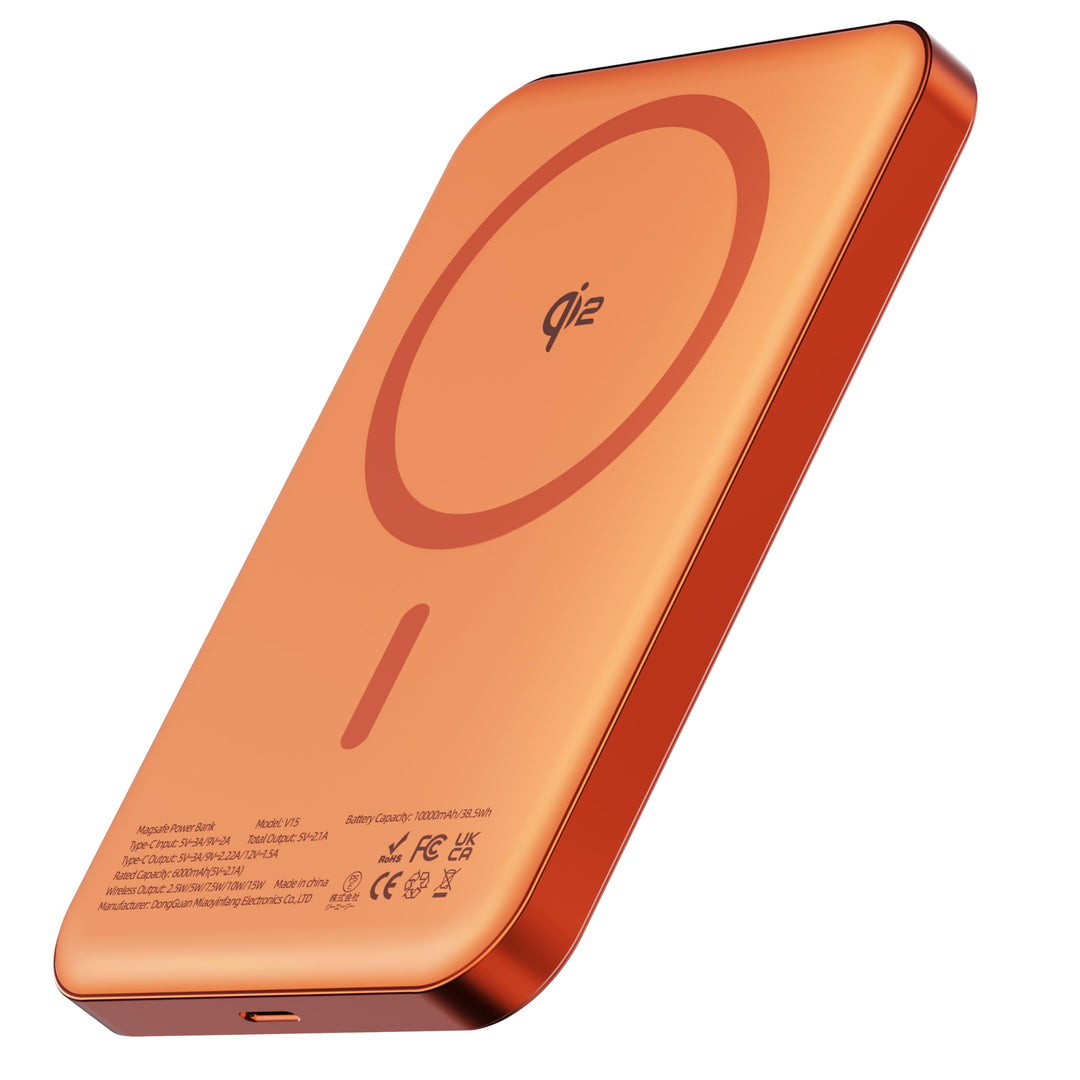 Magnetische Powerbank 10000 mAh, 14 mm ultradünnes Titan-Design, PD20W, kabelloses tragbares Ladeger