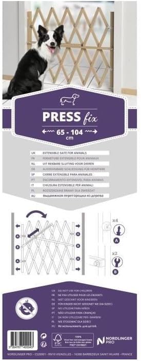 Nordlinger Press'fix-Barriere, ausziehbar, aus unbehandeltem Holz, 65 – 104 x 83 cm