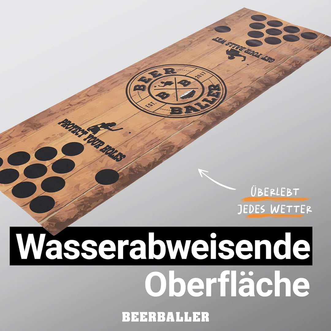 BeerBaller® Beer Pong Matte - Bierpong Set inkl. Bierpong Matte, 50 Beer Pong Becher &amp; 4 Beerpong Bä
