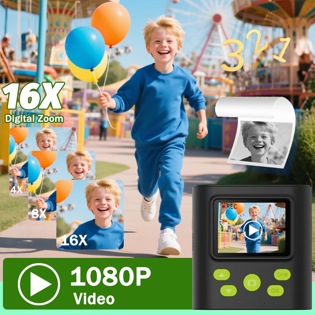 Zicor Kinderkamera Instant Print, 1080HD Digital Video & Instant Print Kamera für Kinder, lustige We