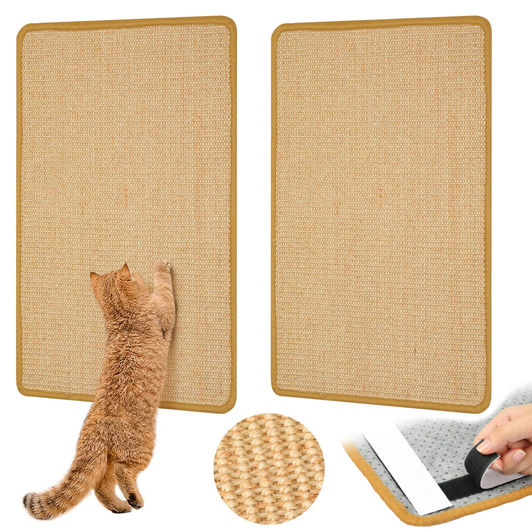 2 Kratzmatte Katze Wand Sisal Teppich, 60 x 40cm Katzen Kratzbrett Natürlich Katzenkratzbretter, Kat