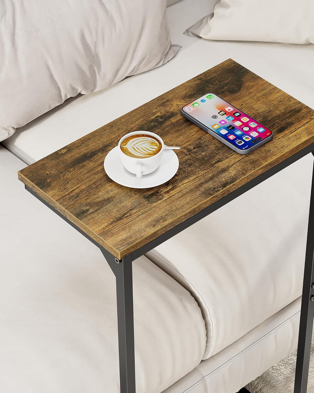 TUTOTAK C-förmiger Beistelltisch, kleiner Beistelltisch, 72,9 cm hoch, Couchtisch, Sofatisch, Wohnzi
