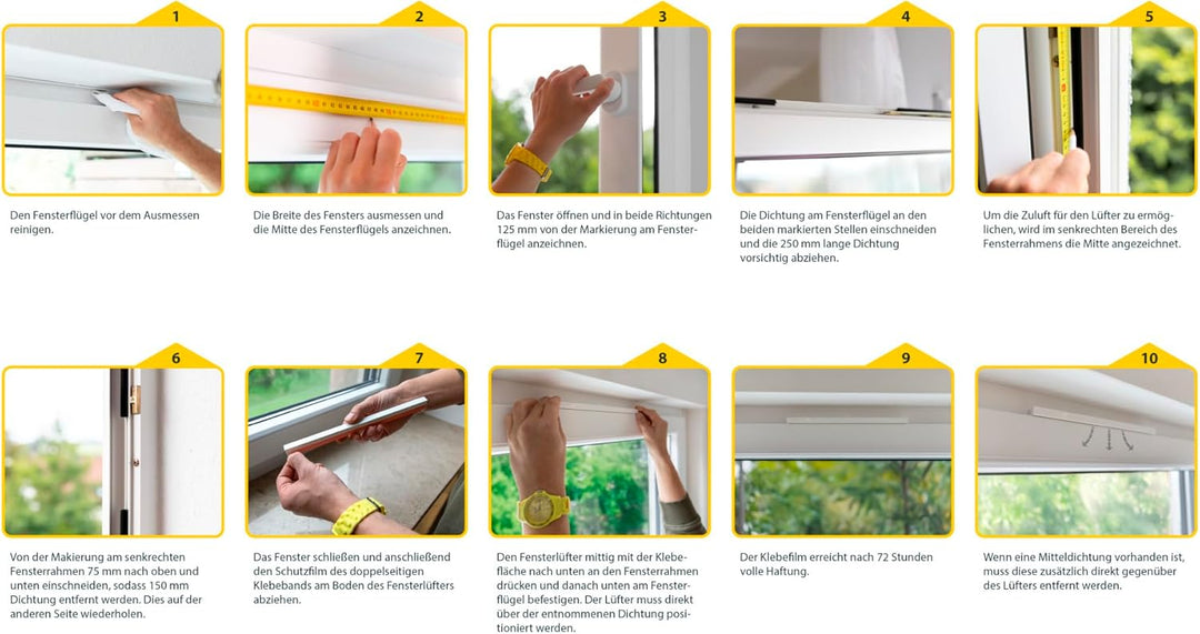 Schellenberg Fensterlüfter PLUS, Doppelpack, weiss, bohrfreie Montage, energie- und heizkostensparen