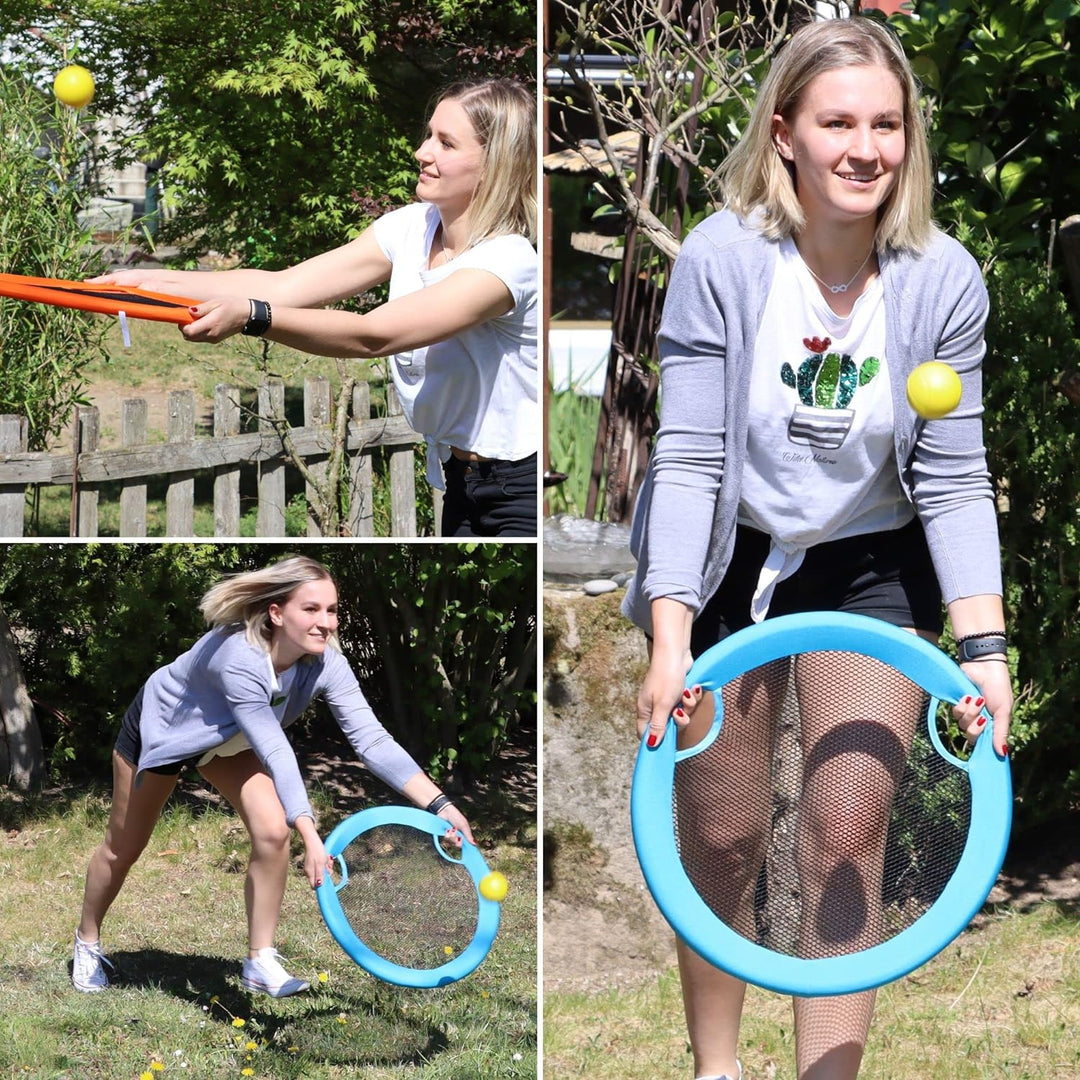 alldoro 60040 Beach Volley & Super Disc, 4 tlg. Set, Strand-Volleyball Wurfscheiben, Ø 50 cm, bunt f
