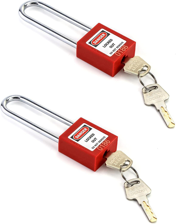 QWORK® Lockout Vorhängeschloss, 2Stk Vorhängeschlösser mit 4 Schlüssel, mit 76 mm verlängertem Schlo