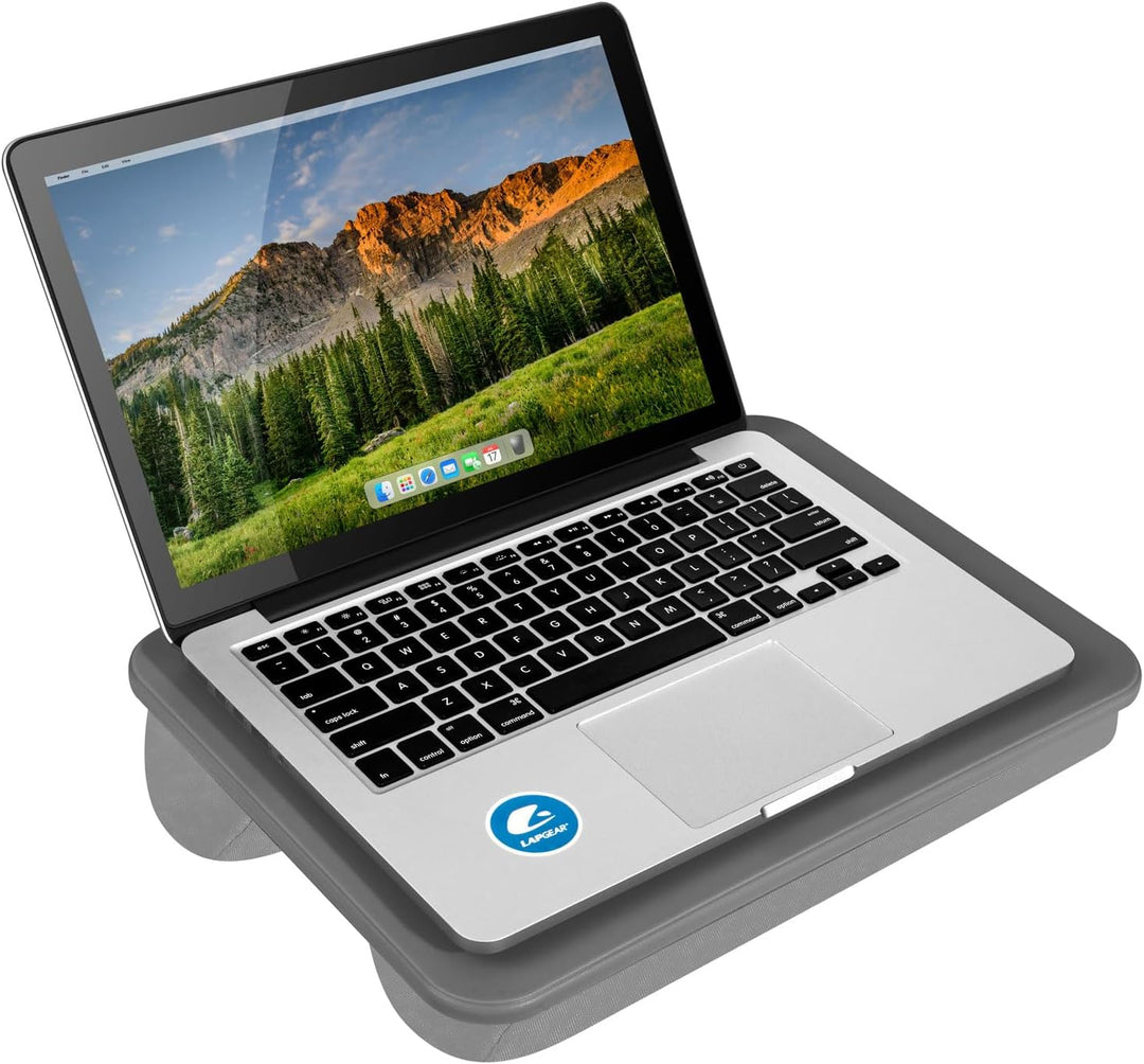 LAPGEAR 43105 Kompakter Schossschreibtisch, für Laptops bis zu 38,1 cm (15 Zoll), Anthrazit Single U