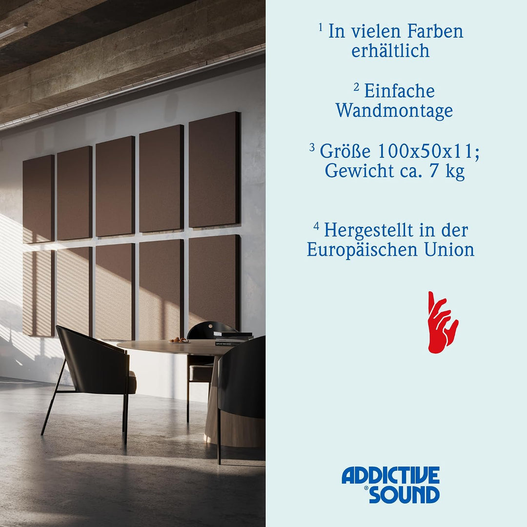 Addictive Sound Schalldämmung Wand 100x50x11cm Standard - Akustikpaneele Wand - Schallabsorber Wand