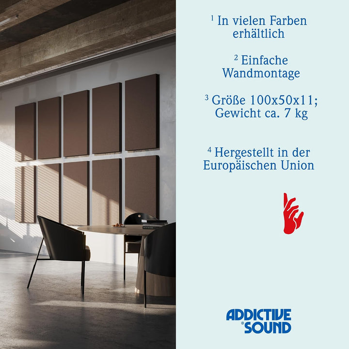 Addictive Sound Schalldämmung Wand 100x50x11cm Standard - Akustikpaneele Wand - Schallabsorber Wand