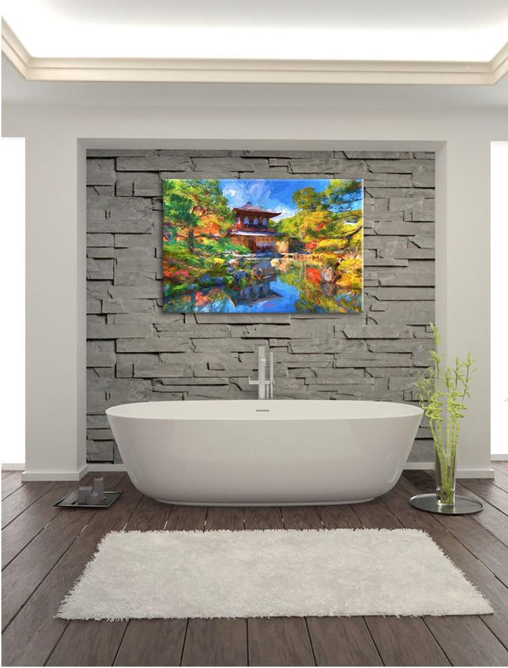 Pixxprint Ginkaku-ji-Tempel in Kyoto Kunst als Leinwandbild/Grösse: 100x70 / Wandbild/Kunstdruck/fer