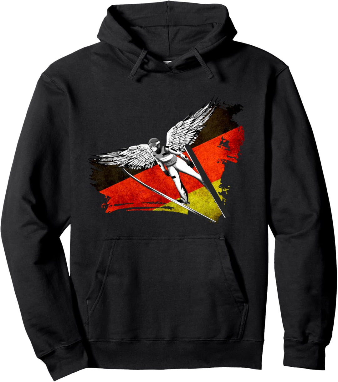 Vintage Skispringer Deutschland Skispringen Skifliegen Pullover Hoodie