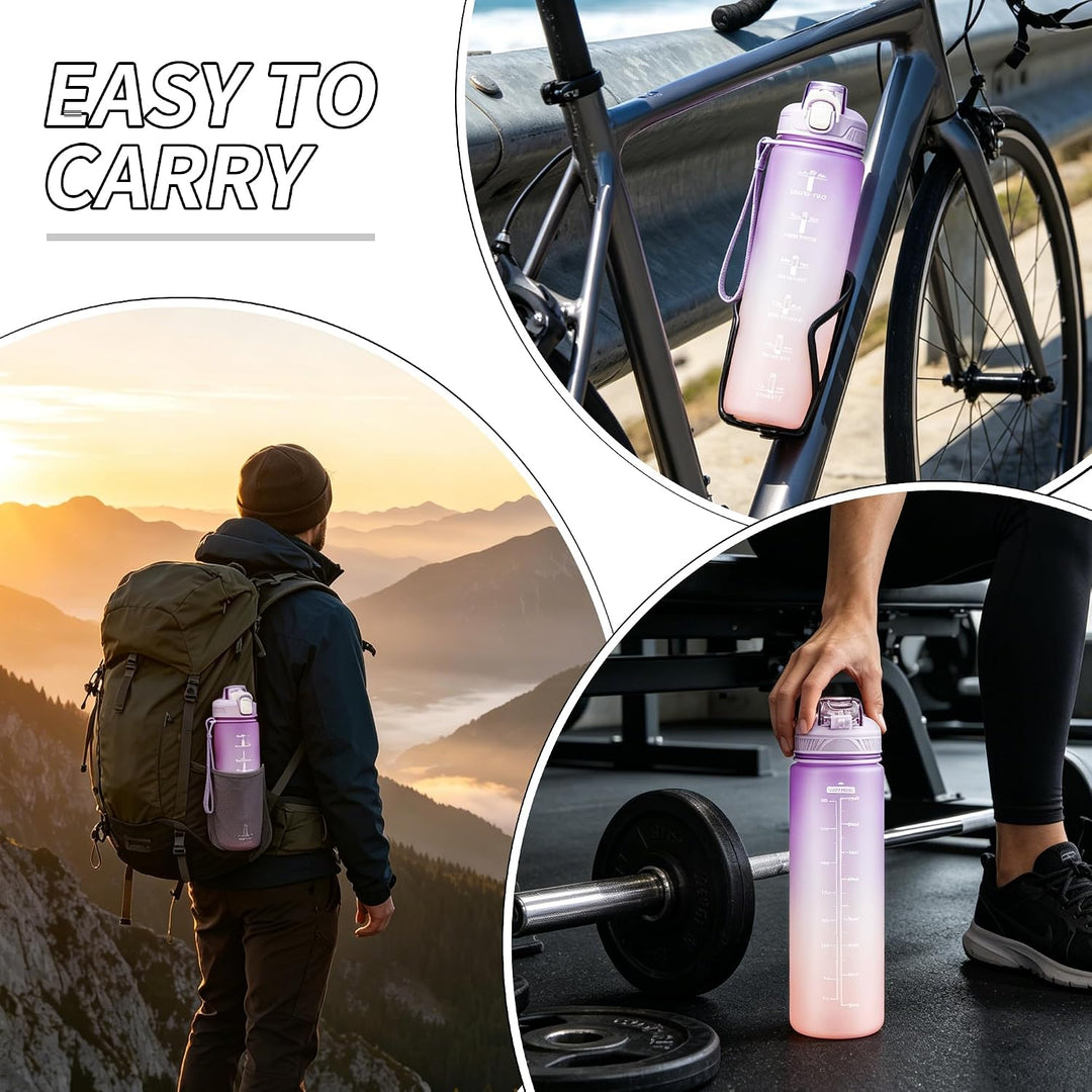 YC Kitchen Trinkflasche 1L – Wasserflasche 1L, auslaufsichere und BPA-freie Trinkflasche sport - Was