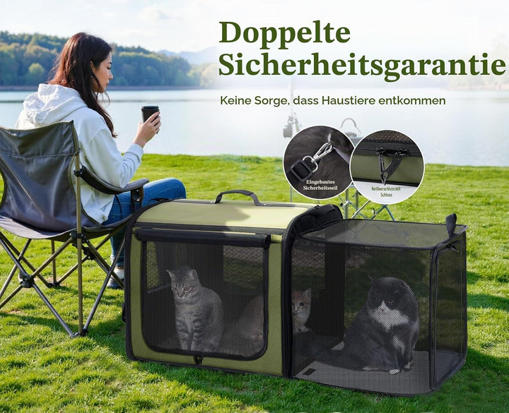 pecute Erweiterbar Katzentasche Transporttasche Stabiler Halt Haustier Tragetasche, Transportbox Kat