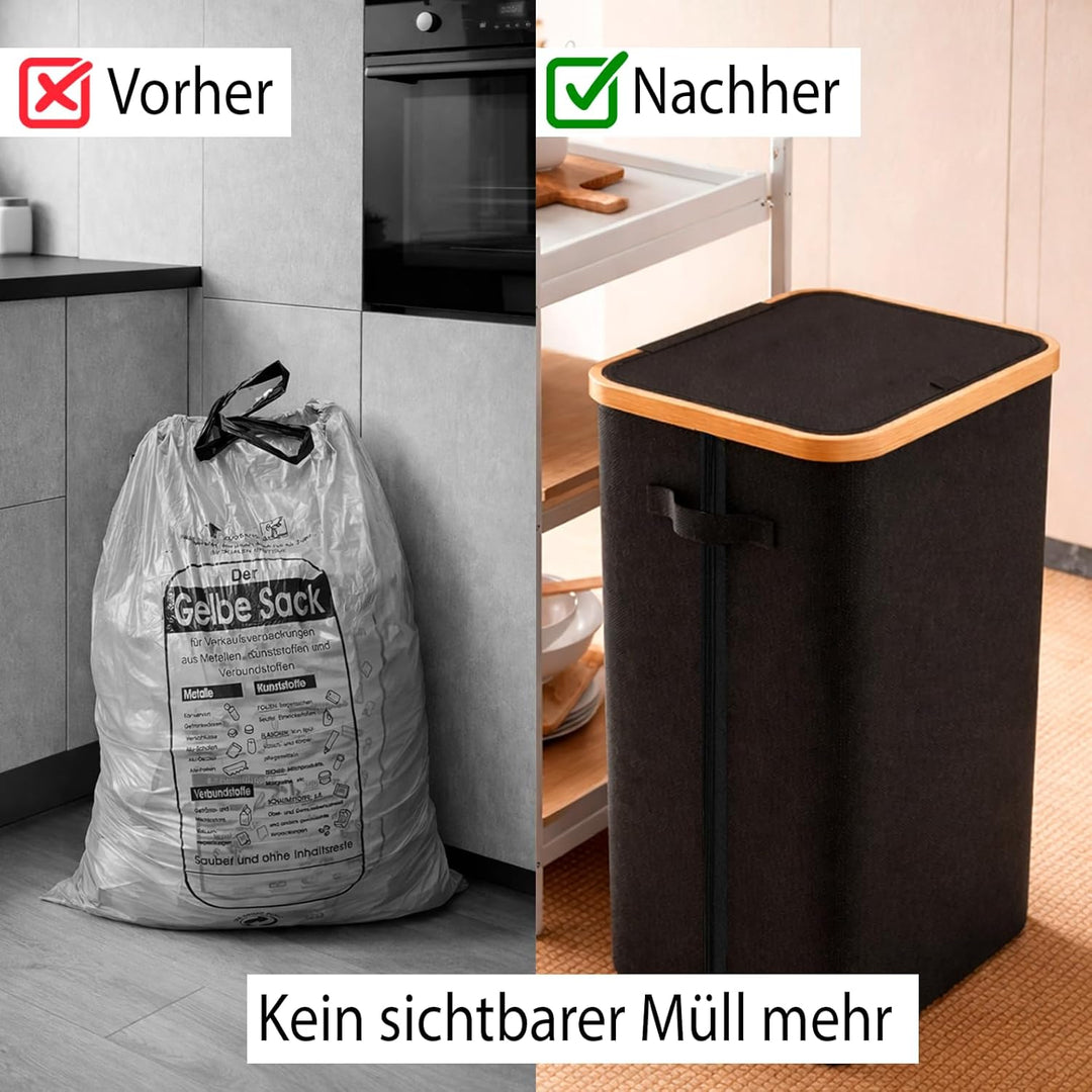 Gelber Sack Ständer Stabil mit Deckel – Mülleimer 70-120L für Gelbe Säcke &amp; Recycling | Praktischer