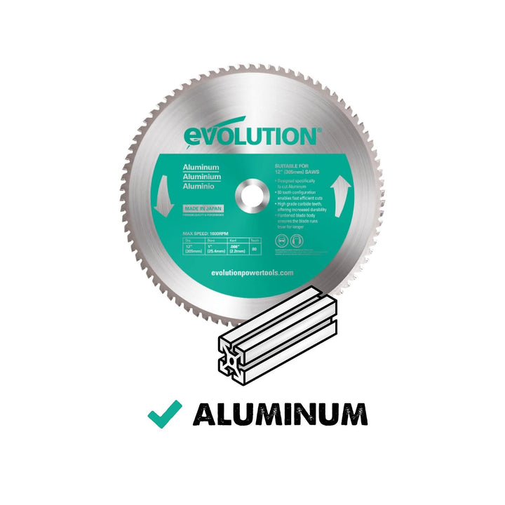 Evolution A355TCT-80CS - 355 mm Sägeblatt zum Schneiden von Aluminium - Metall-Sägeblatt mit 80 Zähn