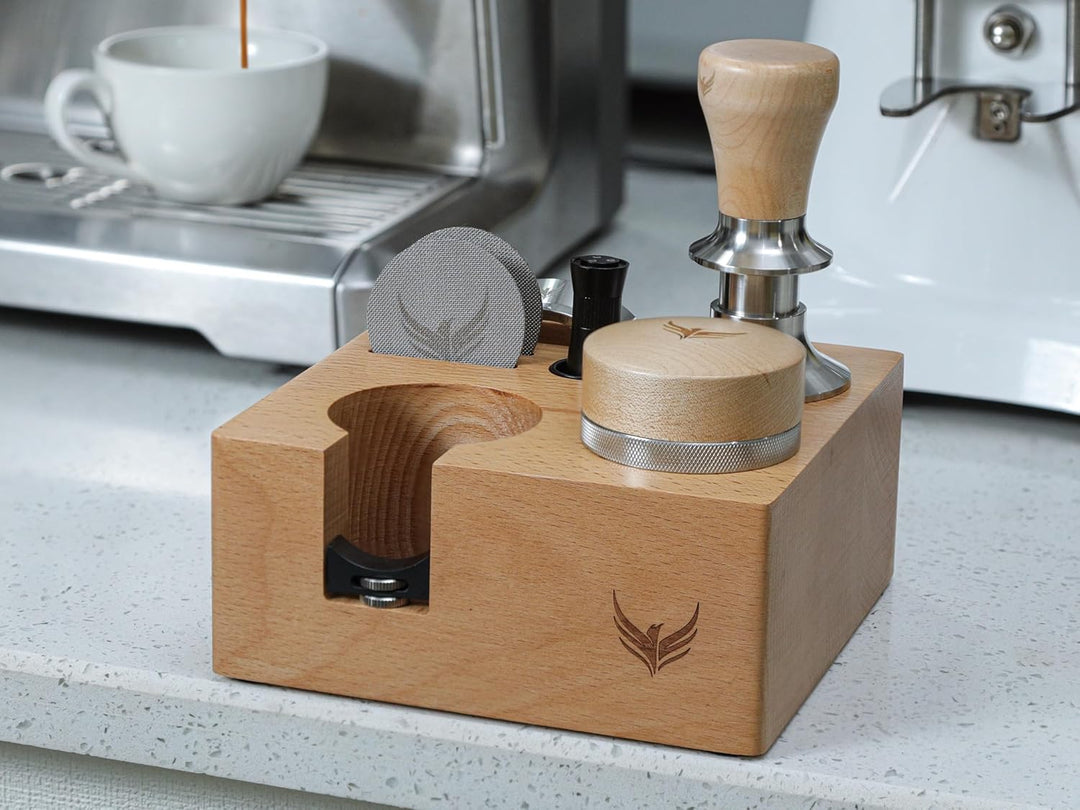 Espresso Tamperstation 54mm Buchenholz für Sage Barista Express, Pro, Touch, Bambino Plus – 7-Fach B