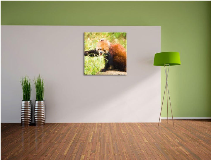 Pixxprint Niedlicher roter Panda als Leinwandbild/Grösse: 70x70 cm/Wandbild/Kunstdruck/fertig bespan