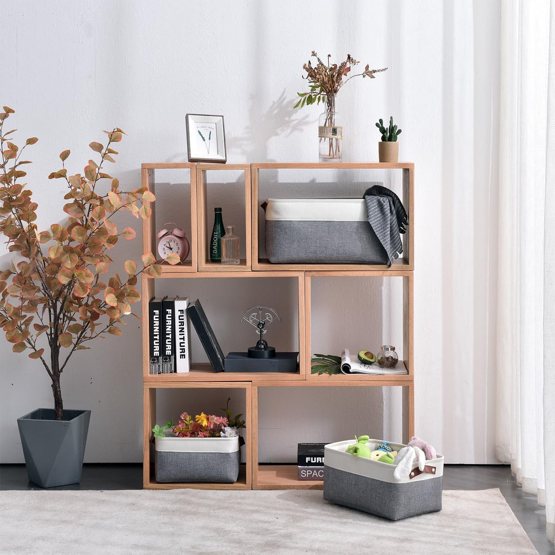 Mangata Aufbewahrungsboxen aus gewebtem Stoff, Segeltuch Organizer 3er-Set für Kleidung, Spielzeug,