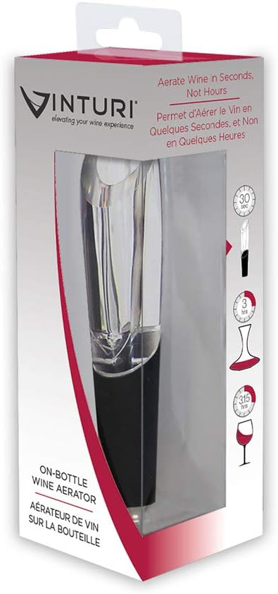 Vinturi Luftsprudler in Flasche, schwarz, 2,5 x 2,5 x 12,5 cm