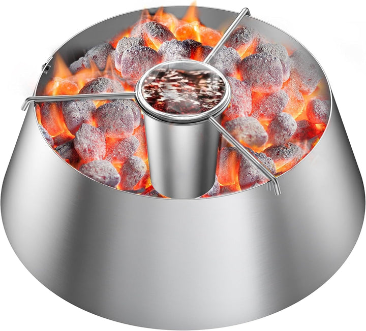 Onlyfire Kohlekorb Edelstahl mit Wasserbehälter, Holzkohlekörbe für Weber 47cm, 57cm, 67cm Kugelgril