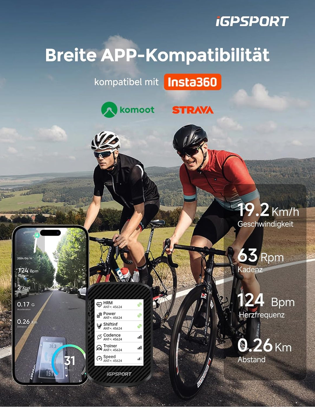 iGPSPORT BSC300T GPS Fahrradcomputer Kabellos, Touchscreen und Tasten MAP-Navigation Trainingsfunkti